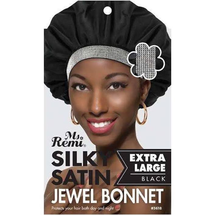 Ms.Remi Silky Satin Jewel Bonnet X Jumbo Black